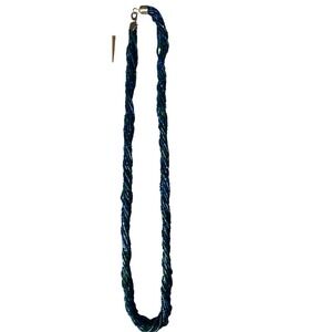 Vintage Multi Strand Twisted Seed Bead Necklace Blue Green Iridescent 22 Inch